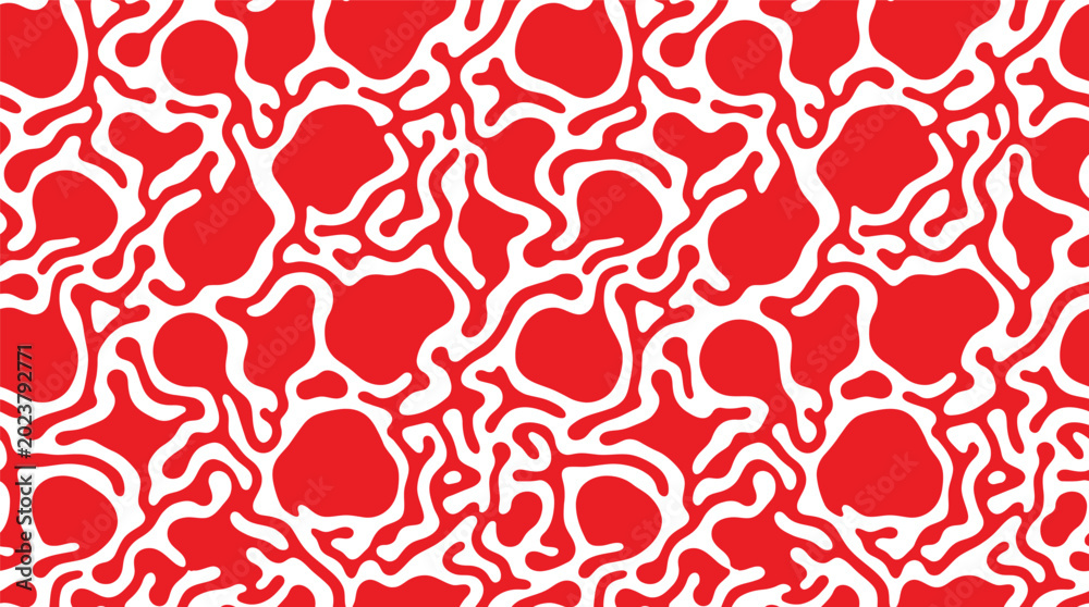 Fototapeta premium Red and White Abstract Organic Camouflage Pattern Background