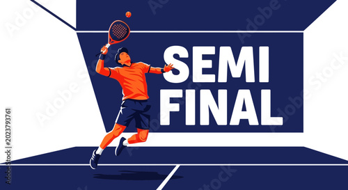 Dynamic Padel Player Performing a Serve During the Semi-Finals Match Competition Event