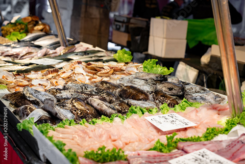 Φωτογραφία Traditional Italian Seafood Market With Fresh Fish and Marine Delicacies