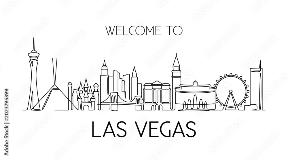 Fototapeta premium Las Vegas Skyline Drawn Silhouette - Minimalistic Cityscape