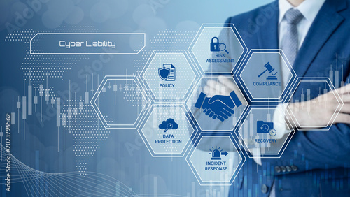 фотографія Professional illustrating cyber liability components with interconnected hexagon