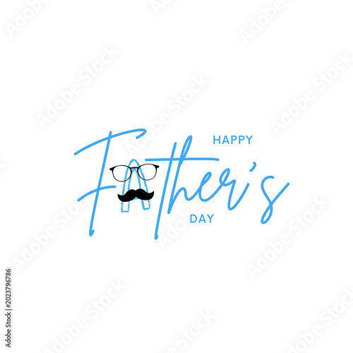  Father's Day  Minimalist typograpghy greeting card  with dad's cute mustaches and glasses