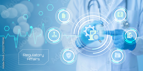 Konstfotografi Modern digital illustration depicting regulatory affairs with healthcare technol
