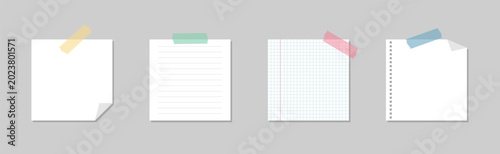 Tableau sur toile Set of blank paper and sticky notes with adhesive tape