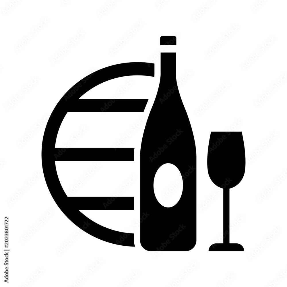 Obraz premium Wine production icon. Food and winemaking filled symbol. Black and white.