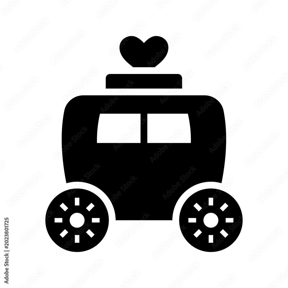 Obraz premium Wedding carriage icon. Events and wedding filled symbol. Black and white.