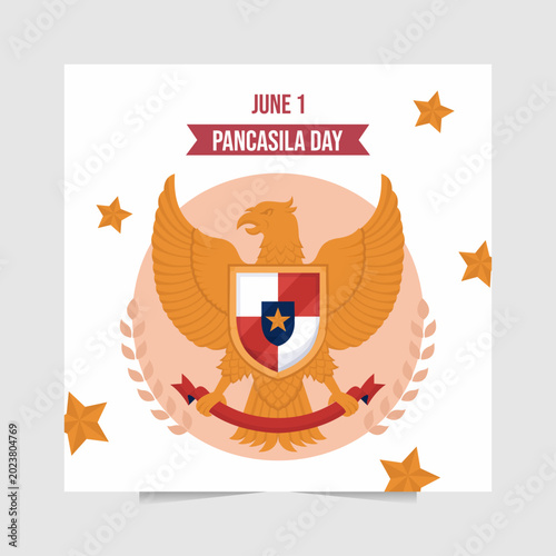 Canvastavla Pancasila Day Indonesia Garuda Vector Poster