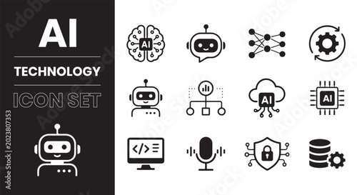 Konstfotografi A artificial intelligence set of line-style web icons