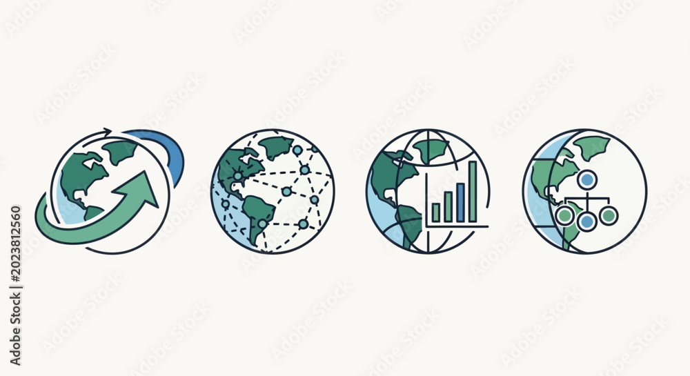 Fototapeta premium Global network connection icons
