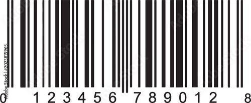 Konstfotografi Black and white barcode with numerical digits below, representing product identi