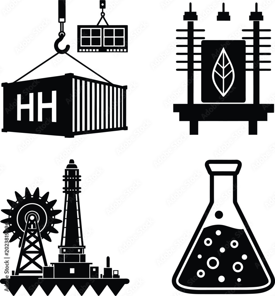 Fototapeta premium shipping container logistics crane port cargo harbor vector icon