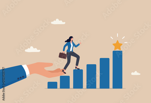 Fotografía Helping hand support for business success, growth or reach target, career progre