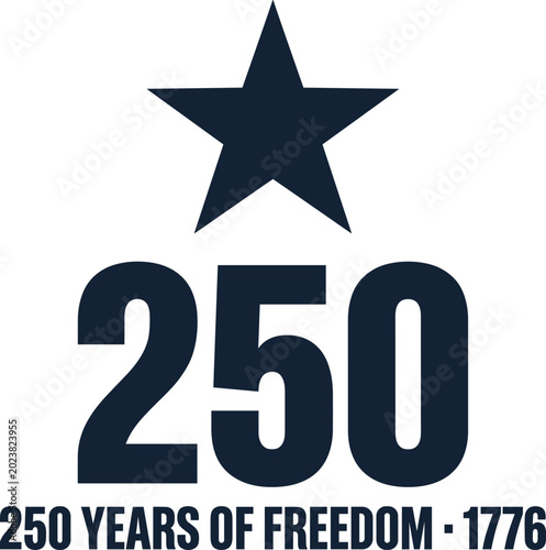 USA 250 Years of Freedom Patriotic Star Typography