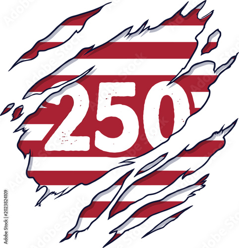 USA 250th Anniversary Torn Flag Patriotic Illustration