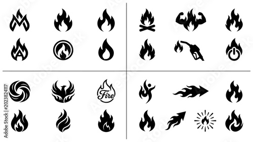 Flame and fire logo icons