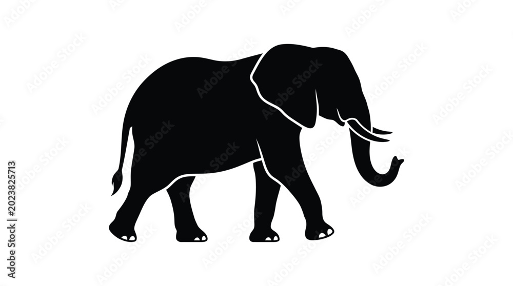 Fototapeta premium African elephant silhouette minimalist wildlife illustration for design projects