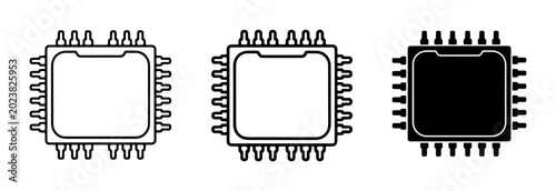 Tableau sur toile Microchip Icons, Integrated Circuit Symbols, Computer Chip Graphics, Technology