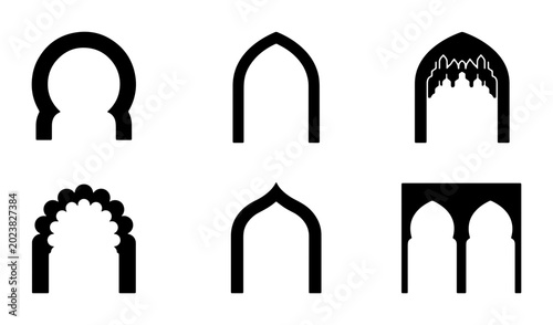Foto Architectural Archways Collection: Islamic, Moorish, Gothic Styles, Vector Icons