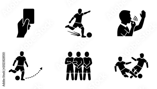 Tableau sur toile Soccer Referee Cards, Player Actions, and Team Icons: Sports Vector Set for Game