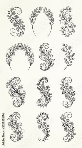 Elegant Floral Swirls and Flourishes Collection.