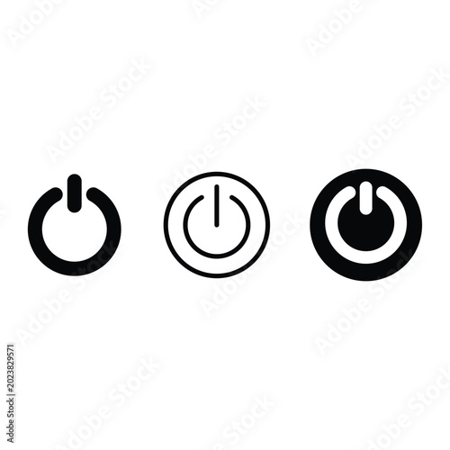 Quadro su tela Button, On/Off Symbol Line Icons Set