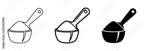 Foto Scoop of Powder Icons, Measuring Spoon Vector Graphics, Ingredient Dosing Symbol