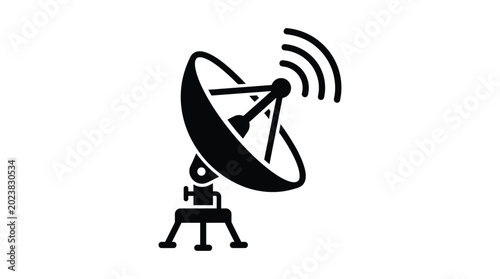 Bild auf Leinwand Satellite dish silhouette communication technology icon for wireless networks
