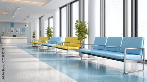 Modern Airport Lounge Interior with Comfortable Seating and Natural Light