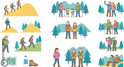 Hiking & Outdoor Adventure Vector Set