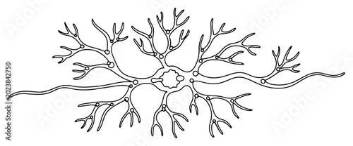 Foto Abstract organic structure resembling coral or nerve cells in fine line style