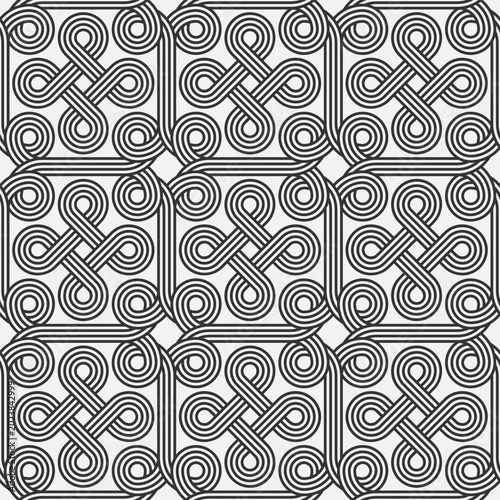 Abstract monochrome interwoven square lattice seamless pattern vector illustration