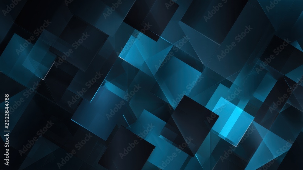 Obraz premium Abstract geometric background with blue and black squares and rectangles in varying sizes