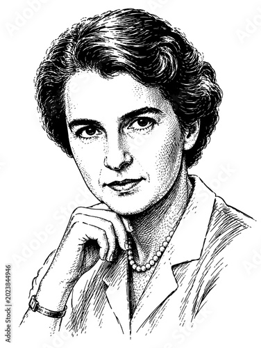 Bild auf Leinwand Rosalind FrRosalind Franklin Hand-Drawn Ink Vector Portrait Illustration Isolate