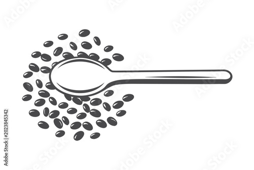 Monochromatic Lentil Grains in a Flat Spoon Abstract Silhouette