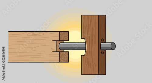 Tableau sur toile Woodworking Joint: Mortise and Tenon with Dowel Pin for Strong Connection