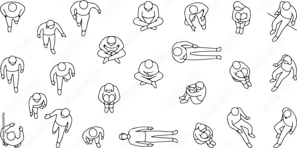 Fototapeta premium Vector illustration of various people in different poses and movements