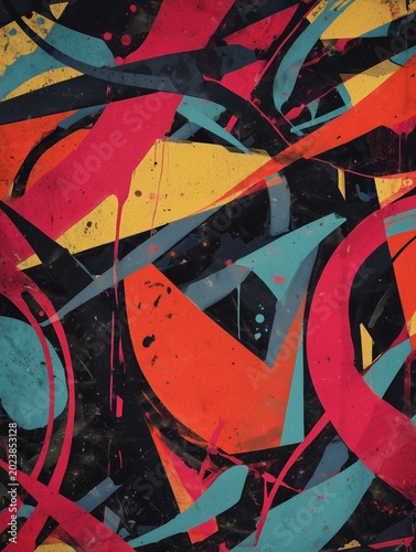 Colorful abstract urban graffiti background with creative spray paint effects, artistic textures and street art elements for contemporary design usage.