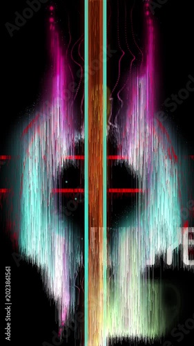 Abstract colorful glitch animation with digital distortion