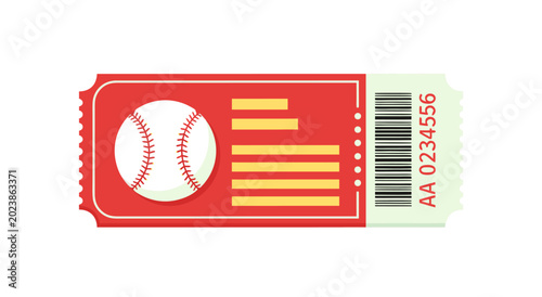 Fotografía Vector illustration of a baseball ticket with barcode for sports event admission