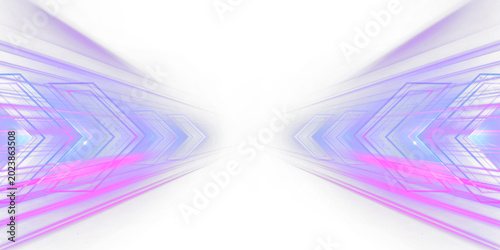 Obraz na plátne Light tunnel, abstract futuristic background, blue and pink perspective rays, di