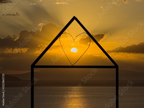 Bild auf Leinwand Sunset over Skopelos from the viewpoint near Chora old town, Alonnisos Island, G