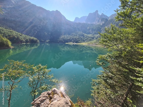 lake in the forest, near the mountains