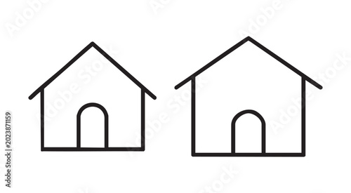 Foto House icon set with rounded corners, simple home outline, dwelling place sign on transparent background
