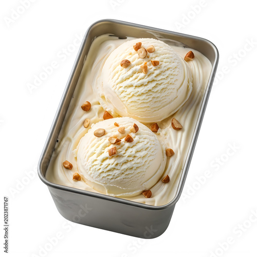 Two vanilla ice cream cakes with orange sprinkles