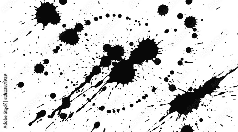 Obraz premium Black ink splash pattern captured in a creative high contrast photograph for artistic design project use