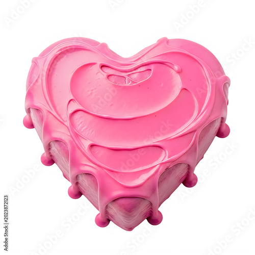 Pink heart-shaped cake with frosting