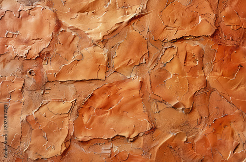 Photo of Old ancient orange plaster wall. Background texture for backdrops or mapping