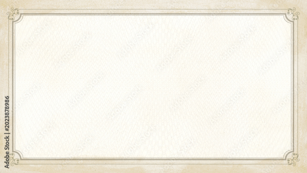 Fototapeta premium Elegant vintage certificate border with subtle textured background and ornate corner details