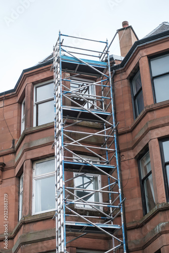 Scaffolding Tower On A Glasgow Tenement