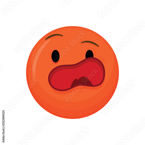 Фотография Scared and panicked orange cartoon emoji screaming with wide open mouth